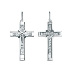 Крест из серебра родированный - 3,7 см
