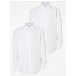 Boys White Long Sleeve Non Iron School Shirt 2 Pack