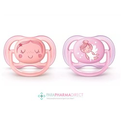 Avent Sucettes Ultra Air 0-6 mois Fille & Fée x2