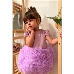 penu baby kids Lila Tütülü Kısa Kol Kız Bebek Elbise - Princess elbisetütü1