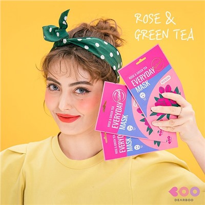 Rose & Green Tea Everyday Mask (10ea), Омолаживающая маска с экстрактами розы и зеленого чая
