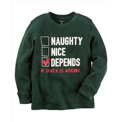 Long-Sleeve Naughty Or Nice List Christmas Tee