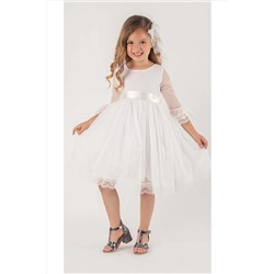 Mnk Dantelli Kız Çocuk Elbise Beyaz 222-puandantel-beyaz