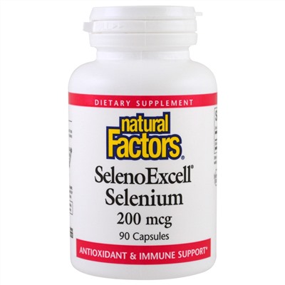 Natural Factors, SelenoExcell, селен, 200 мкг, 90 капсул