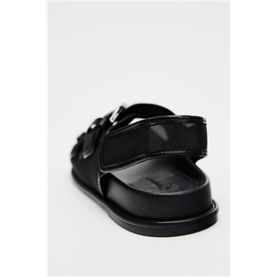 MESH FLAT SLIDER SANDALS WITH BUCKLES