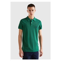 United Colors of Benetton Erkek Koyu Yeşil Slim Fit Kısa Kollu Polo Tshirt Koyu Yeşil 123A3089J3178