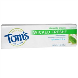 Tom's of Maine, Wicked Fresh!, фторсодержащая зубная паста, морозная мята, 4.7 унций (133г)