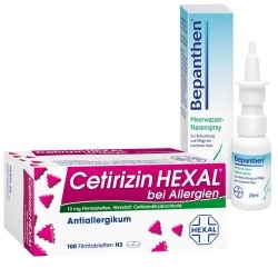 Набор для аллергии на кожу Цетиризин HEXAL® + Bepanthen® для морской полости носа
