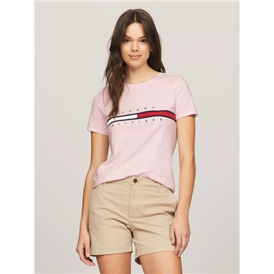 Tommy Hilfiger Embroidered Flag Stripe Logo T-Shirt