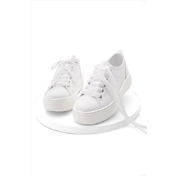 Marjin Kadın Sneaker Yüksek Taban Bağcıklı Spor Ayakkabı Nofen Beyaz 321012122