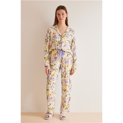 Pijama camisero flores