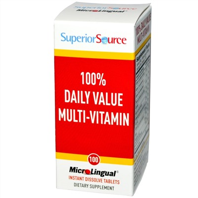 Superior Source, Мультивитамины 100% дневной нормы, 100 микролингвальных быстрорастворимых таблеток
