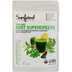 Sunfood, Органические зеленые суперфуды с мятой, 8 унций (227 г)