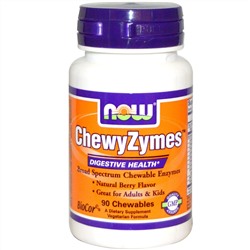 Now Foods, ChewyZymes, натуральный ягодный вкус, 90 жевательных таблеток
