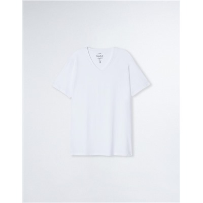 V-neck T-shirt, Men, White