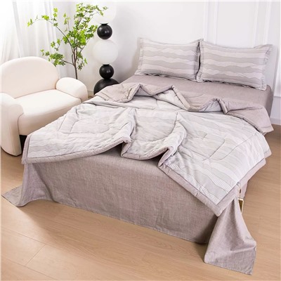 Комплект постельного белья Сатин с Одеялом 100% хлопок на резинке OBR159
