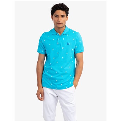 PALM PRINT PIQUE POLO SHIRT