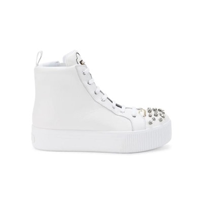 KARL LAGERFELD PARIS Violetta Embellished Leather High Top Sneakers