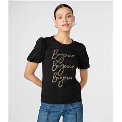 PUFF SLEEVE SEQUIN BONJOUR TEE