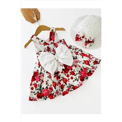 COLORED BABY Kız Çocuk Arkası Fiyonklu Şapkalı Kırmızı Elbise - Marian 1005663