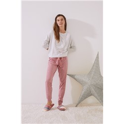 Pijama largo 100% algodón estampado rosa