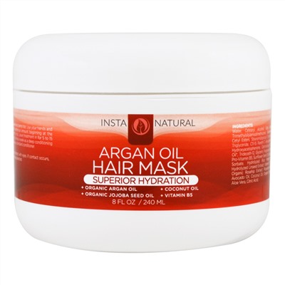 InstaNatural, Маска для волос с органическим аргановым маслом, глубоко проникающий кондиционер, 240 мл
