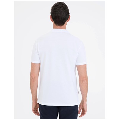 Beyaz Slim Fit Polo Yaka Basic Tişört