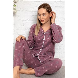 Nisanca Kışlık Welsoft Peluş Inci Polar Düğmeli Pijama Takımı 'ipeksi Doku' 9950