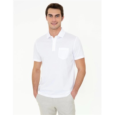 Beyaz Regular Fit Polo Yaka Merserize Tişört