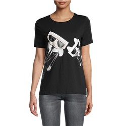 KARL LAGERFELD PARIS Black Tie Graphic T-Shirt