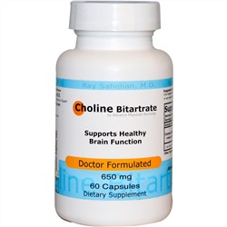 Advance Physician Formulas, Inc., Битартрат холина, 650 мг, 60 капсул