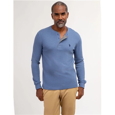 SOLID LONG SLEEVE THERMAL HENLEY