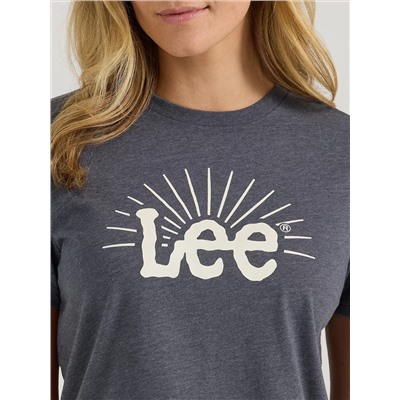 Womens Rising Lee Logo Tee:Asphalt:M