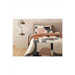 English Home Dynamic Square Dijital Baskılı Soft Cotton Tek Kişilik Nevresim Seti 160x220 Cm Bej – Terracotta 10040208