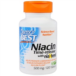 Doctor's Best, Ниацин, задержанное высвобождение с Niaxtend, 500 мг, 120 таблеток
