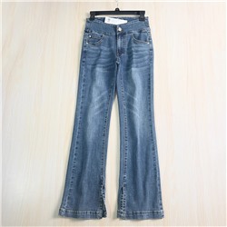 Женские джинсы Karl Lagerfel*d в американском стиле с ассиметричной линией пояса и резрезами на штанинах
