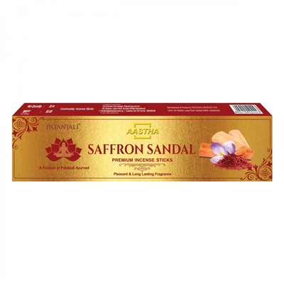 PATANJALI Aastha Premium Agarbatti Saffron Sandal Благовоние Шафран-Сандал 20шт
