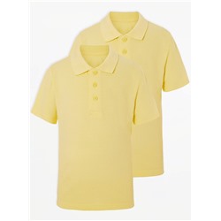 Yellow Short Sleeve School Polo Shirts 2 Pack