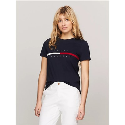 Tommy Hilfiger Embroidered Flag Stripe Logo T-Shirt