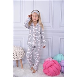 Pijakids Tavşan Baskılı Yakalı Kız Çocuk Pijama Takımı 16927, Pijakids                                            
                                            Tavşan Baskılı Yakalı Kız Çocuk Pijama Takımı 16927