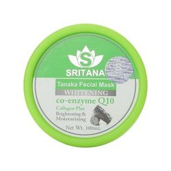 Маска для лица с танакой, коллагеном и Q10 осветляющая Sritana 100 мл / Sritana tanaka whitening facial mask Q10 collagen plus 100 ml