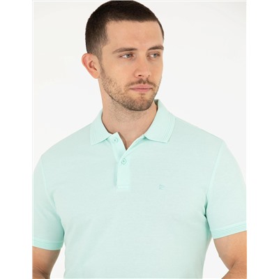 Açık Yeşil Slim Fit Polo Yaka Basic Tişört