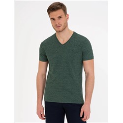 Koyu Yeşil Slim Fit V Yaka Tişört