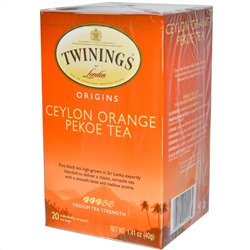 Twinings, Цейлонский чай Орандж Пеко 20 чайных пакетиков, 1.41 унции (40 г)