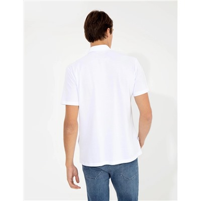 Beyaz Slim Fit Gömlek Yaka Tişört