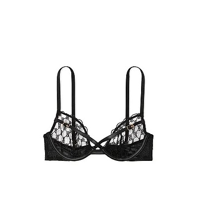 VS Logo Embroidery Unlined Low-Cut Demi Bra