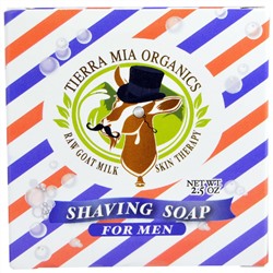 Tierra Mia Organics, Средства для ухода за кожей на основе сырого козьего молока, мыло для бритья для мужчин, 2,5 унции