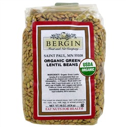Bergin Fruit and Nut Company, Органические зеленые бобы чечевицы, 454 г (16 унций)