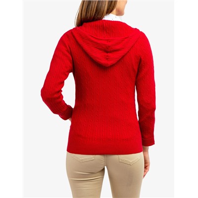 SOFT CABLE ZIP UP SWEATER WITH HOOD