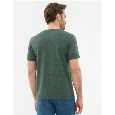 Koyu Yeşil Slim Fit V Yaka Tişört